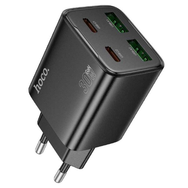 Фото - Сетевое зарядное устройство HOCO N56 Fundador four-port PD30W(2C2A) charger(EU) Black (694200763249)
